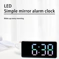 thumbnail image 4 of LED Digital Alarm Clock Temperature Gauge Table Desktop Adjustable Brightness 12/24H Alarm Mirror Watch Thermometer White shell/white, 4 of 9
