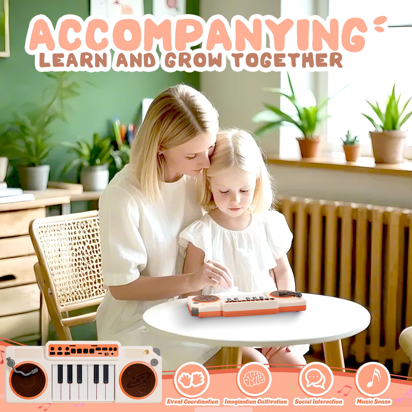 Dammyty Musical Toddler Piano Keyboard with Microphone, Educational Baby Music Toy for Kids