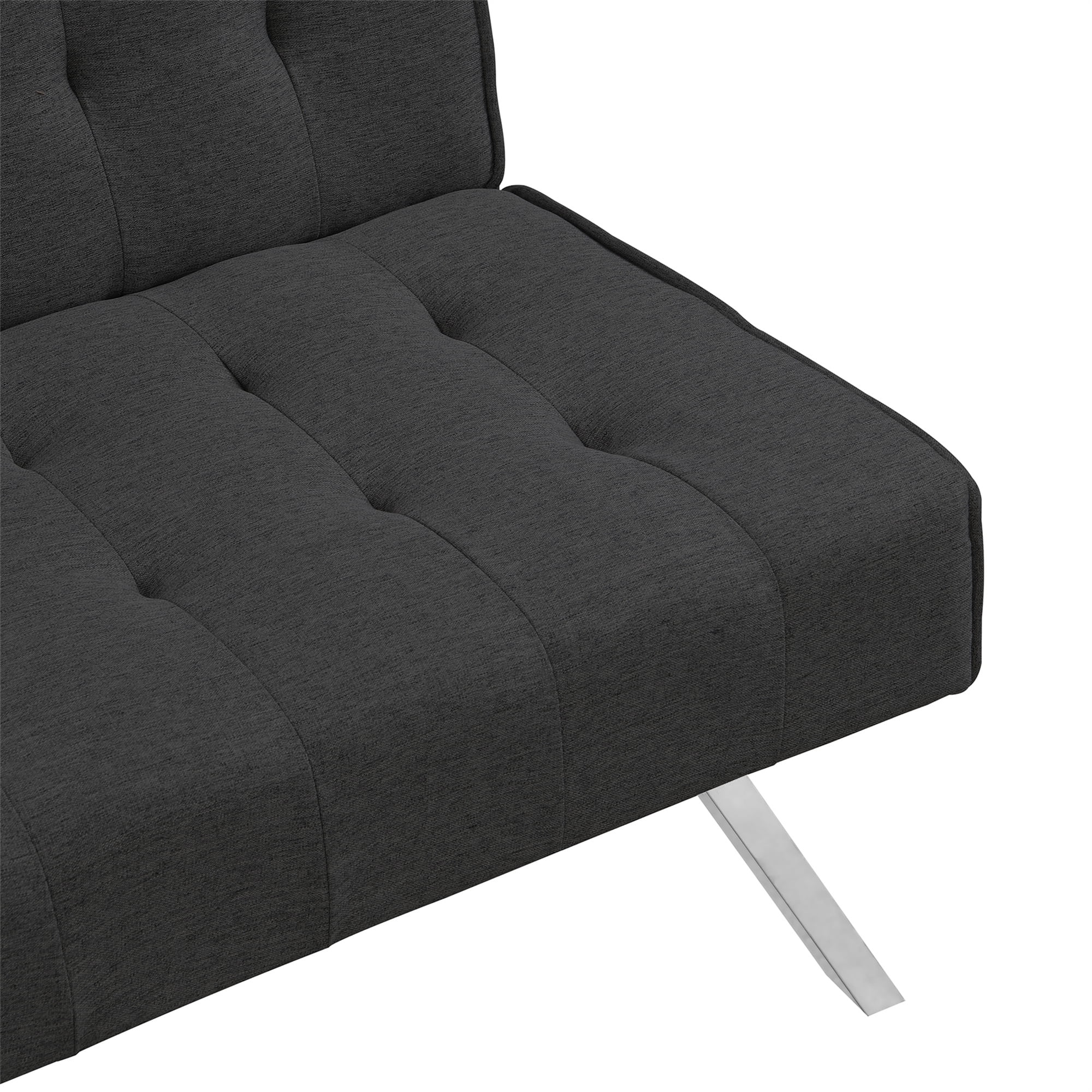 Aukfa 67" Tufted Futon Convertible Sofa Bed Separate Back Chaise Couch for Home Office, Linen, Black