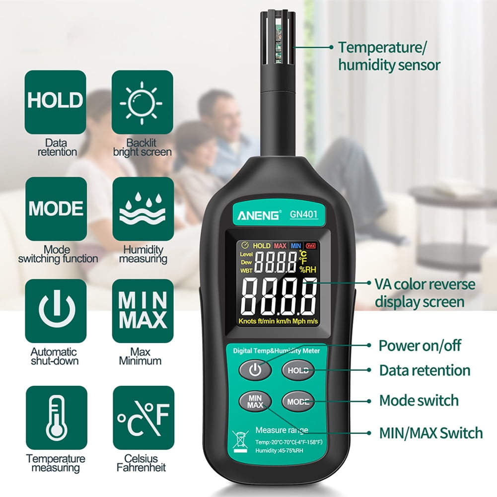 Tgoon Digital Thermometer Dew Point Has Power Consumption Made of Abs Large Screen Display 