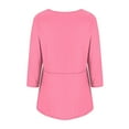thumbnail image 4 of AherBiu Tops for Women Trendy 3/4 Sleeve Cute Ruffle Shirts Summer Flowy Comfy V Neck Ruched Blouses, 4 of 5