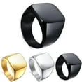 thumbnail image 2 of K-KED Men Titanium Steel Ring Fine Polished Square Rings Male Fashion Finger Jewelry-Black-9#, 2 of 8