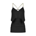 thumbnail image 6 of Teissuly Women's Asymmetrical Chain Strap Decor Crisscross Backless Bodycon Skirt Tops Two Piece Set, 6 of 6