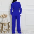 thumbnail image 3 of gbyLJF Womens Jumpsuit Long Sleeve V-neck Blouse Wide Leg Pants Set Casual Business Work Set Fall Winter Outfits, 3 of 7
