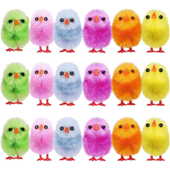 Mini Fluffy Easter Chicks Decorations for Egg Hunt Party Favors and Crafts 18 Pack