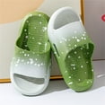 thumbnail image 2 of WUANDIXFA House Slippers for Kids Flip Flops for Girls Cute Shoes Cloud Slides Shower Slippers Bathroom Pool Sandals Boys Comfy Thick Sole Slippers Summer Non-Slip Beach Shoes Green,US 1, 2 of 5