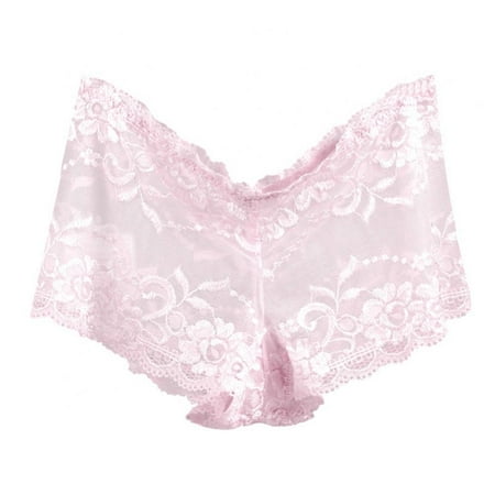 Women s Breathable Lace Boyshorts Plus Size Soft Stretch Panty Underpants Underwear for Ladies 1-Pack