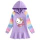 thumbnail image 3 of Hello Kitty-vestido con estampado de dibujos animados para niña, suéter con capucha de manga larga de arcoíris de algodón puro, falda de princesa dulce, primavera y otoño, 3 of 5