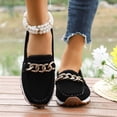 thumbnail image 4 of Women's Platform Loafers Wide Toe Box Fashion Chain Decorated Low Top Dress Shoes Lightweight Slip On Walking Shoes, 4 of 5