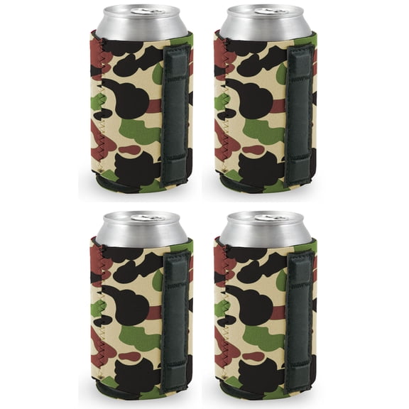 Magnetic Neoprene Collapsible Can Coolie (4 Pack Camo)