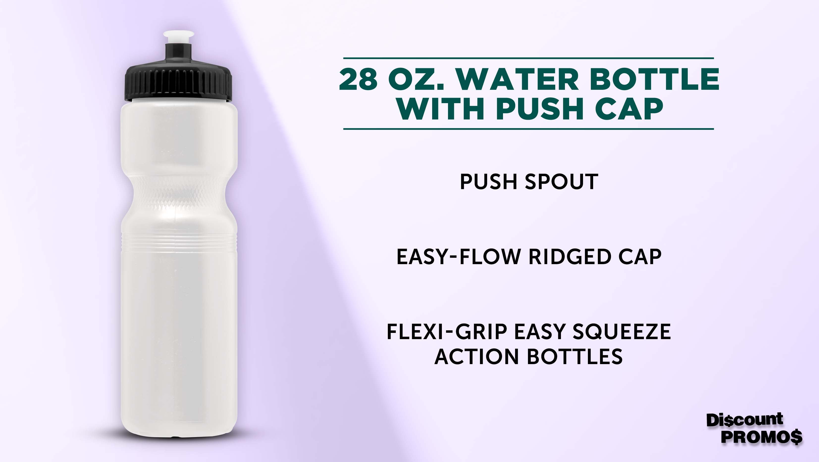 Water Bottles with Push Cap 28 oz. Set of 6, Bulk Pack - Reusable, Great for Gym, Hiking, Cycling, School - White