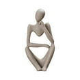 thumbnail image 3 of Abstract Thinker Sculpture - Gold & Sandstone Resin Art Statue for Living Room, Office Shelf, or Desk Decor, Collectible Figurine & Unique Gift, 3 of 5