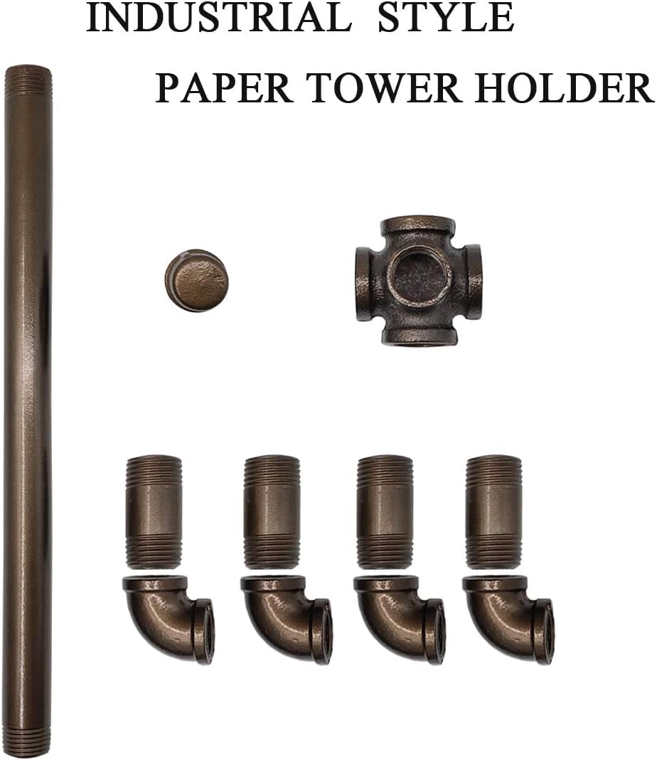 Paper Towel Holder Rustic Industrial Standing Pipe Toilet Roll Tissue Holder, Farmhouse Countertop Vintage Pipe Paper Towel Holder for Kitchen, Bathroom, Home, Living Dining room