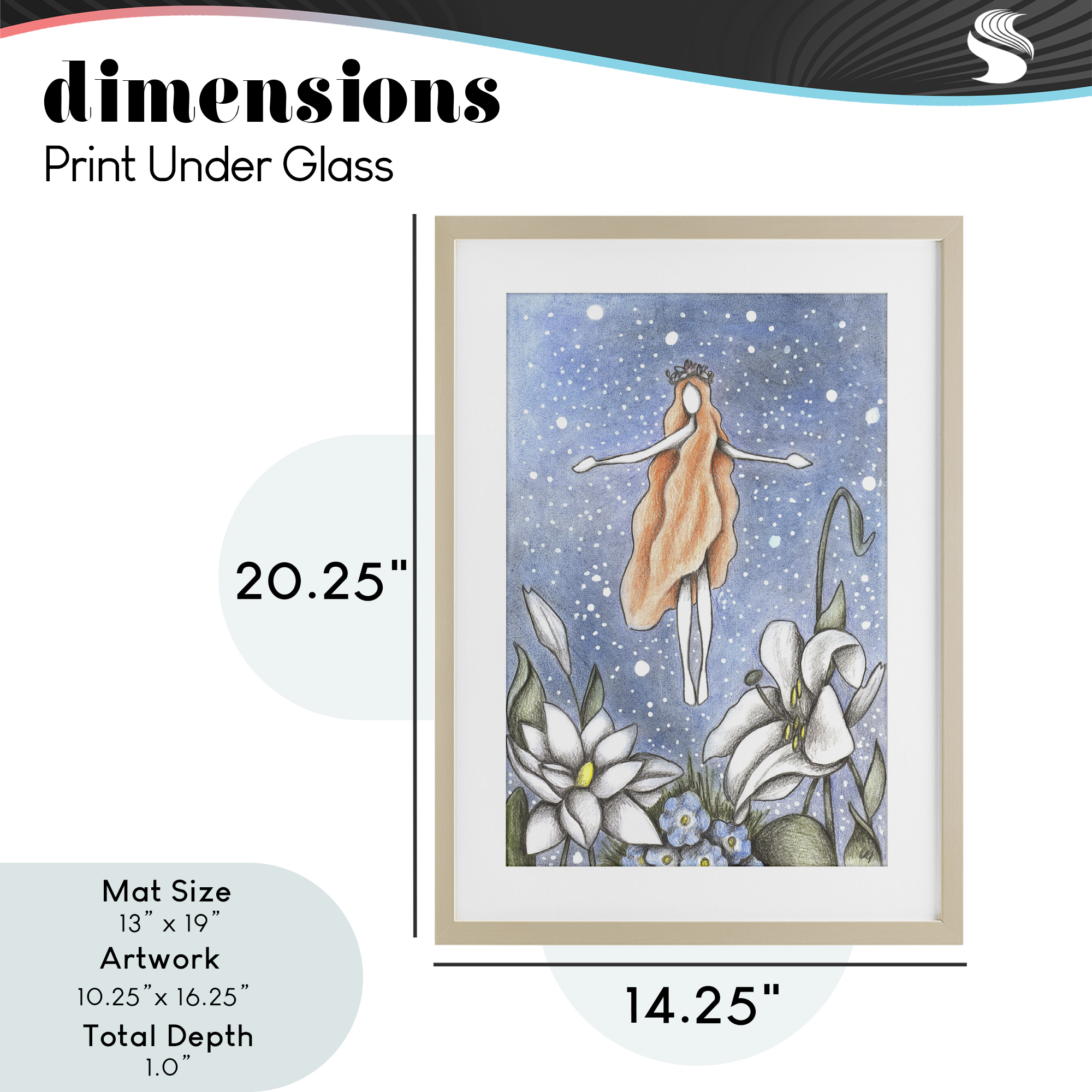 Mystical Garden Fairy Sparkle Birch Framed Print Under Glass, design by Cecilia Battaini