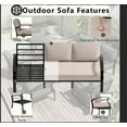 thumbnail image 3 of ASJMR 3PCS Aluminum Armrest Sofa with 2 Swivel Rocking Chairs & 45" Fire Pit Table & Glass Top Table,Outdoor Patio Furniture Conversation Set,Sand, 3 of 7