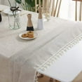 thumbnail image 4 of XmhyTop Washable Cotton Linen Tablecloths Dust-Proof Table Cover Fabric Tassel Tablecloth for Kitchen Dinning Tabletop Home Decoration Everyday Use (Rectangle/Oblong, 55 x 86.6Inch, Linen，Yellow), 4 of 4