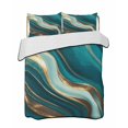 thumbnail image 2 of Teal Marble Twin Size Down Alternative Comforter, Lightweight Comforter Quilt Bedding Set with Pillow Shams Modern Abstract Gold Fluid Art All Seasons Bed Comforter Duvet Insert 68"x86", 2 of 7