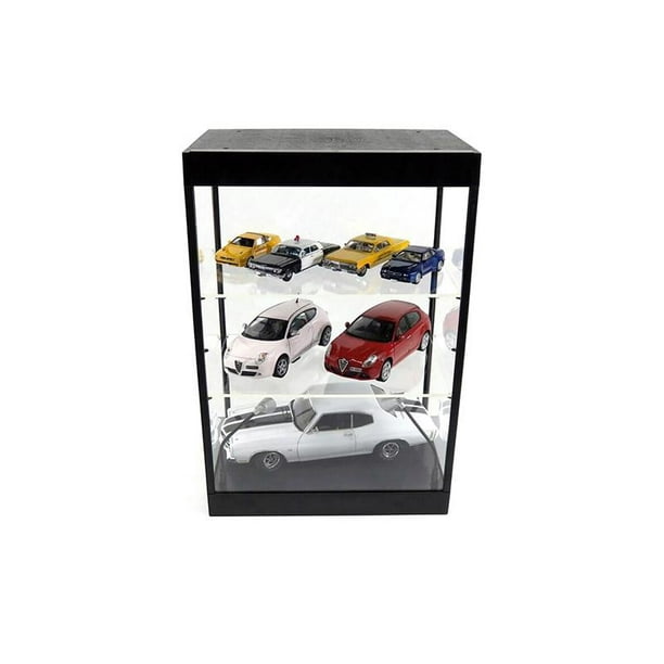 Large LED Light Display Case with 2 Adjustable Shelves (Black) Ideal