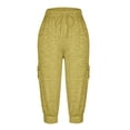 thumbnail image 6 of Men's Linen Pants - Elastic Waist Drawstring Yoga Golf Beach Jogger Sweats Lounge Harem Pants Trousers with Pockets Black, 6 of 8