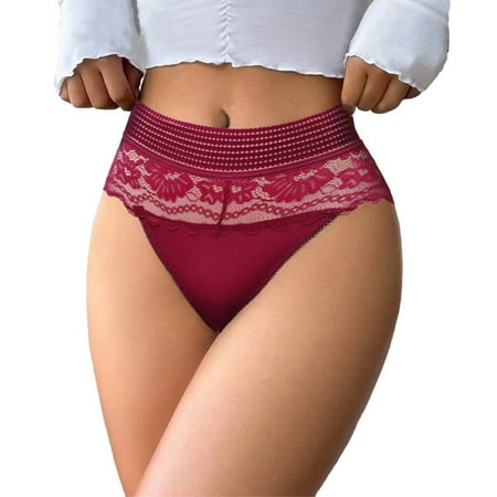 OJSFQUFP Red Women S High Waist Lace Briefs Solid Color Cotton Crotch Underwear Panties Lightweight Cool Underwear Soft Stretch Underwear L