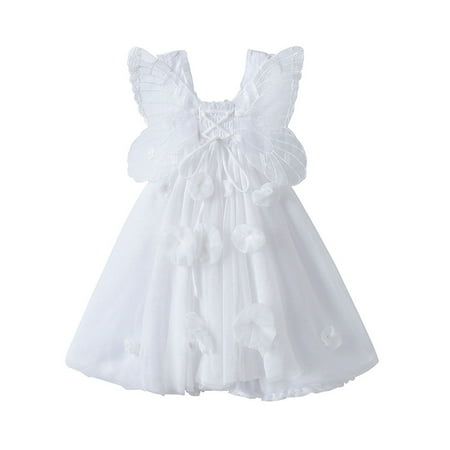 

Binpure Girl’s Solid Color Butterfly Wings A-line Mesh Yarn Princess Dress