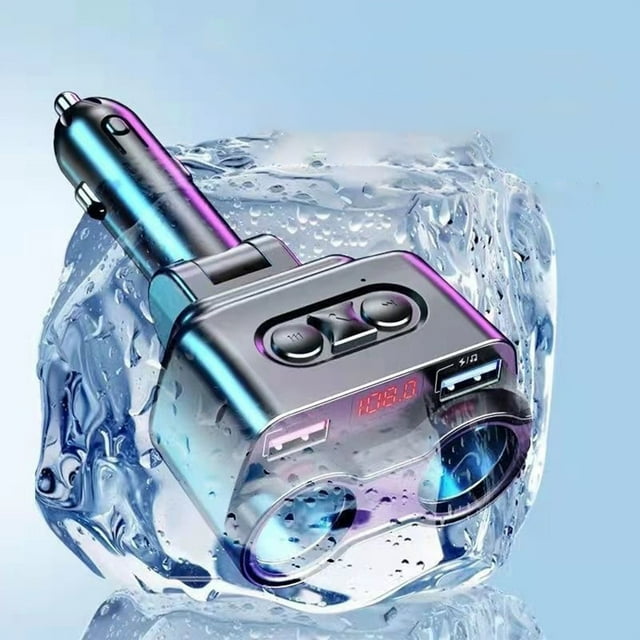 Chargeur de Véhicule Chargeur Rapide une vers Deux Prises de Conversion Usb Cellulaire Multifonction