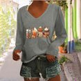 thumbnail image 1 of Qertyioot Christmas Chandail en Molleton pour Femmes Mode Décontractée Manches Longues Col en V Pull, 1 of 5