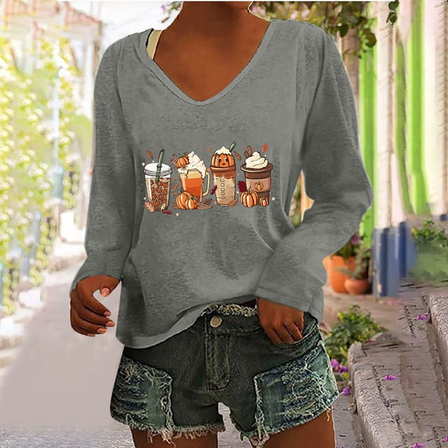 Qertyioot Christmas Chandail en Molleton pour Femmes Mode Décontractée Manches Longues Col en V Pull