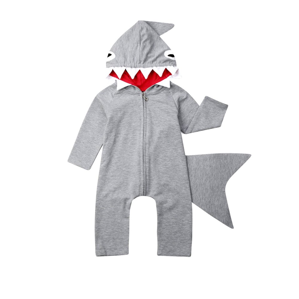Newborn Infant Girl Boy Shark Costume Clothes Set Hoodie Romper Jumpsuit Outfits Cute Baby Boy