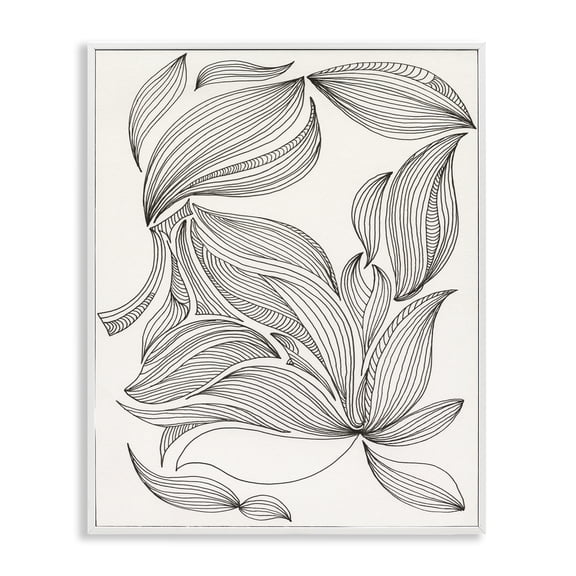 Stupell Industries Eclectic Abstract Striped Floral Petals White Framed Giclee Art, 16 x 20, by Regina Moore