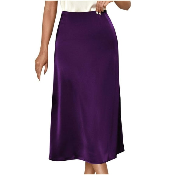 Solid Satin Midi Skorts for Women 2025 Fashion Business High Waisted A Line Skirts Casual Summer Work Formal Skirt