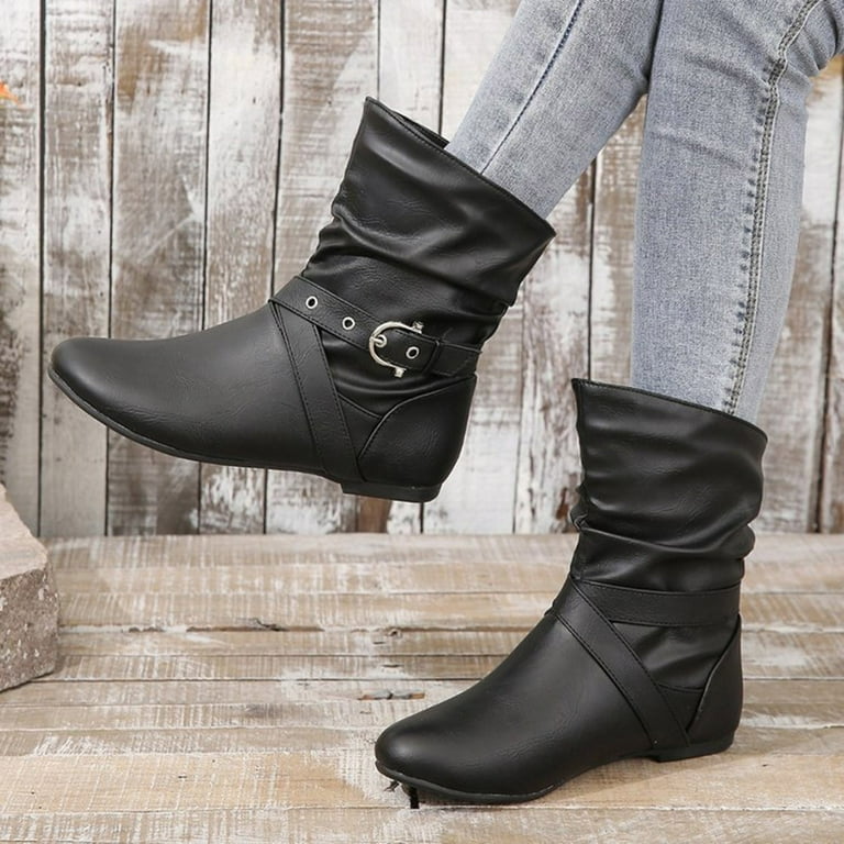 Ankle Length Women's Flat Black Ankle Boots Black Ankle Boots