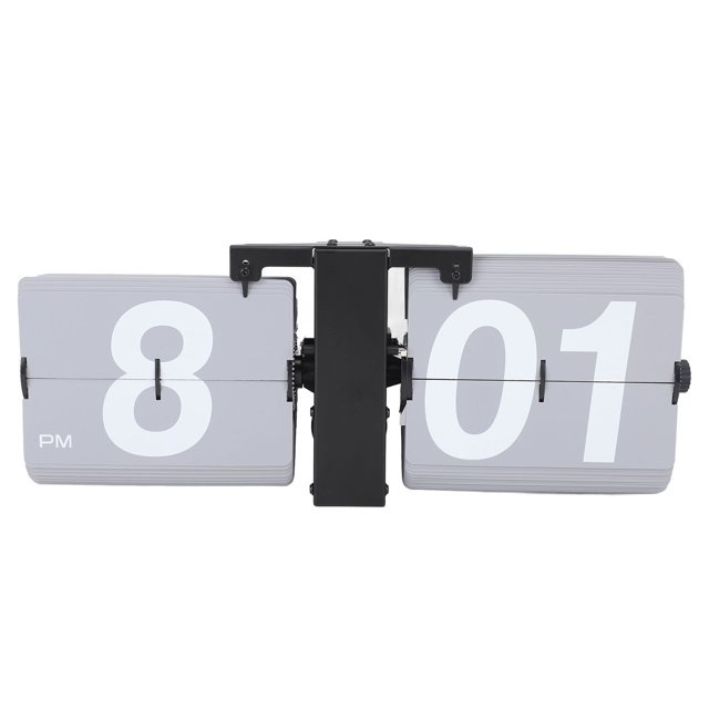 Flip Desk Shelf Clock with Classic Mechanical, Digital Display Battery Powered Retro Style Home Office Decor, 14 X 5.5 X 3.5 Inches