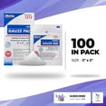 thumbnail image 7 of Dukal Woven Gauze Pads 2" x 2". Pack of 100 12-Ply disposable cotton Sponges for wound dressing, cleaning, prepping, or packing. Sterile, 100% cotton., 7 of 7