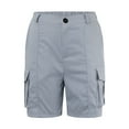 thumbnail image 4 of adviicd Bermuda Cargo Shorts for Women Knee Length 6 Pockets Elastic Waist Long Shorts for Summer Casual Grey, XXL, 4 of 8