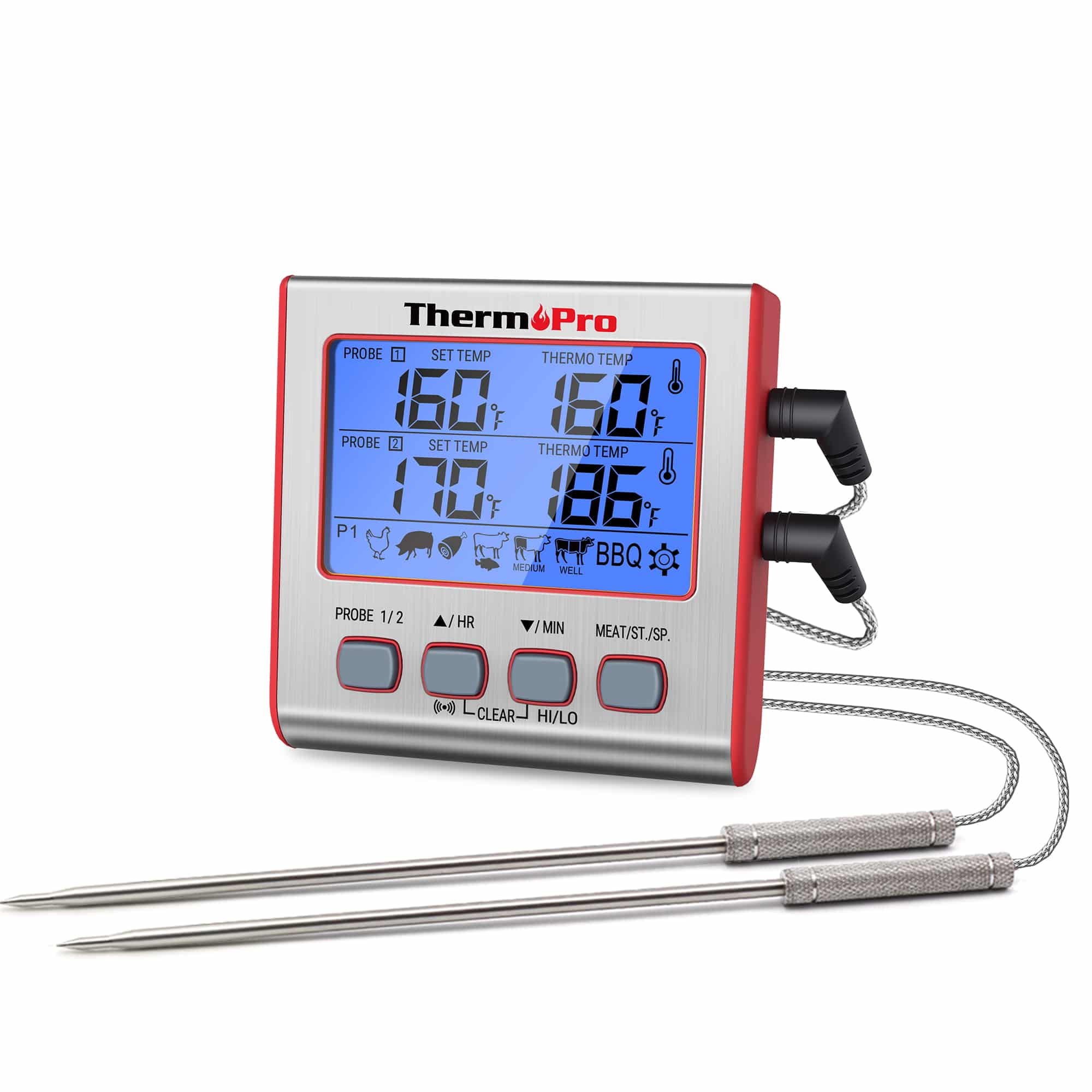 ThermoPro Digital Thermometer Meat Cooking & Timer Alarm for BBQ Food Oven Grill