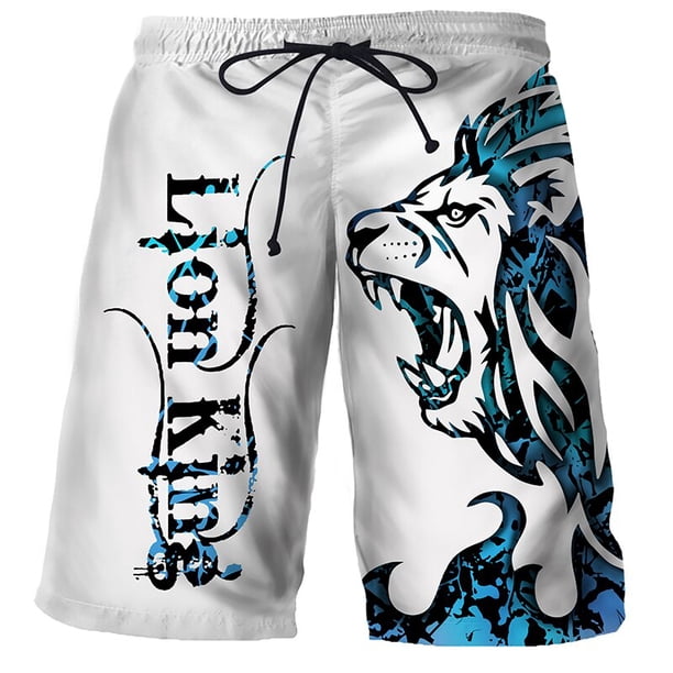 Traje de baño de secado rápido para hombre y niño, bañador deportivo con diseño de Tigre, León y Lobo, pantalones cortos cómodos para tabla de Surf y playa Fivean unisex