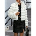 thumbnail image 5 of Women'S Faux Fur Jacket Short Puffy Long Sleeve Coat Winter Warm Furry Coat White S, 5 of 10