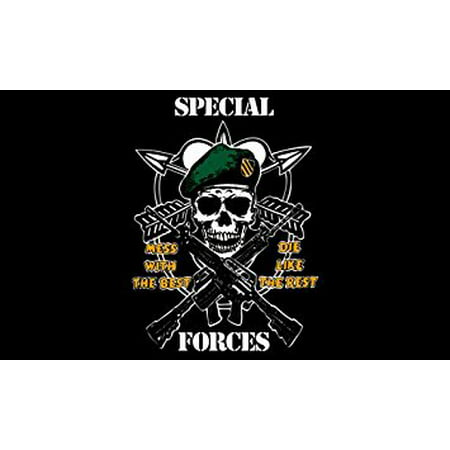 SPECIAL FORCES Mess With The Best Die Like Rest Flag GREEN Beret Sticker Decal (army decal) 3 x 5 (Mess With The Best Die Like The Rest)