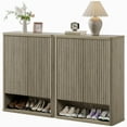 thumbnail image 4 of SICOTAS Gray Modern Shoe Storage Cabinet Set of 2,40 Pairs Fluted Shoe Organizer with 6 Tier and 2 Door, 44.9" Tall Shoe Cabinet for Enterway Hallway Corridor Living Room, 4 of 9