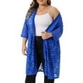 thumbnail image 4 of Cárdigans de mujer plus size Agnes Orinda, de encaje, livianos, con mangas 3/4, cárdigans de cobertura 3X, azul real, 4 of 6