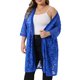 thumbnail image 4 of Cárdigans de mujer plus size Agnes Orinda, de encaje, livianos, con mangas 3/4, cárdigans de cobertura 3X, azul real, 4 of 6