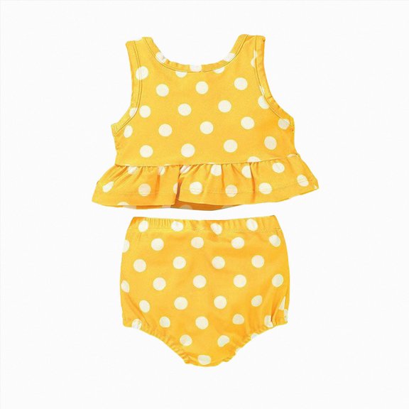 Ymyiu Baby Girl Bathing Suit Baby Swimsuit Toddler Girl Bathing Suit Summer Stripe Bikini Set Beach Two Piece Swim Wear 6-12 Months (Yellow,6-12 Months)