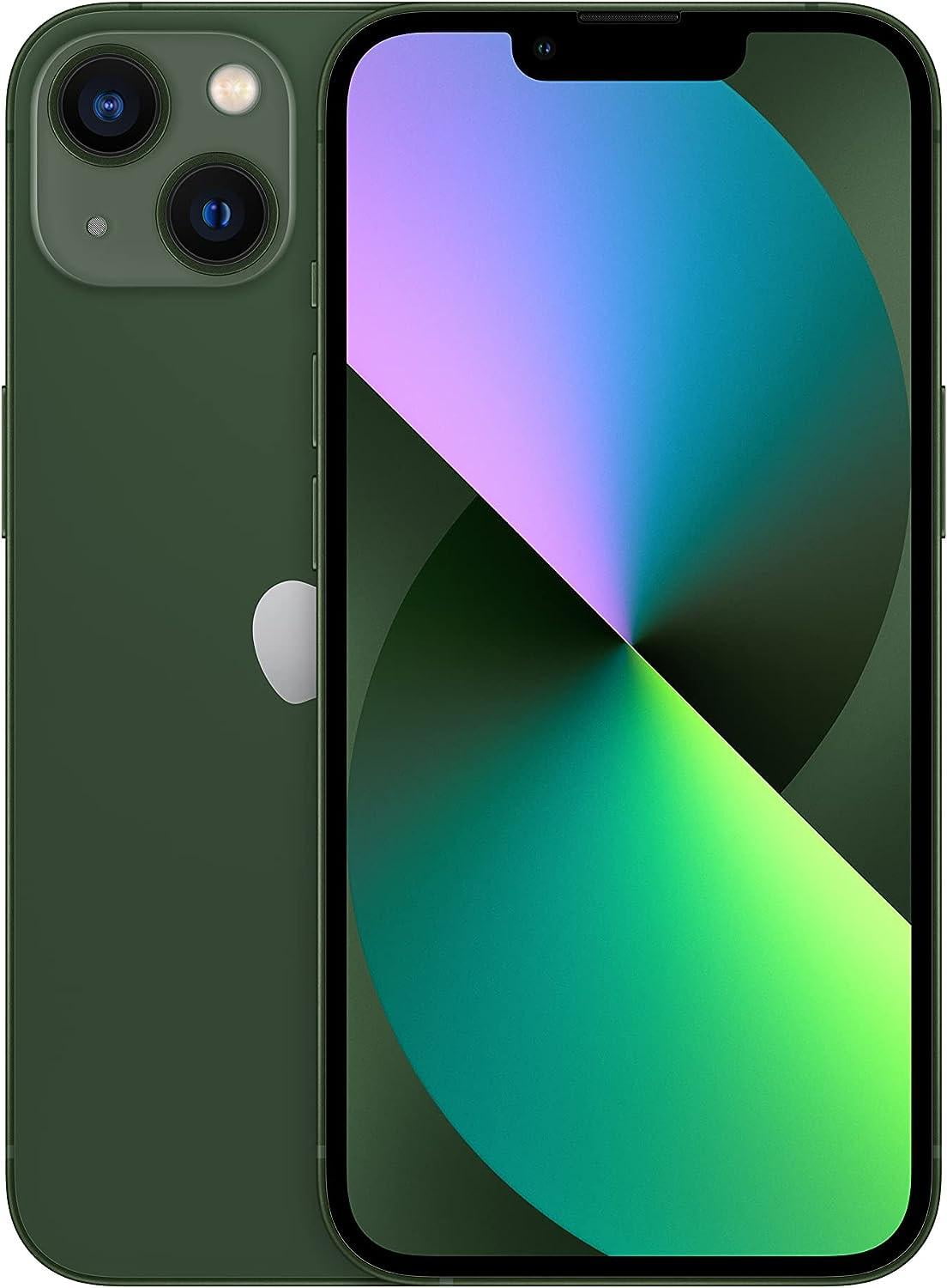Restored Apple iPhone 13 256GB Green Fully Unlocked Bundle: LED Wireless Speaker, Bluetooth Headphones, Screen Protector, Wireless Charger, & Phone Stand (Refurbished)