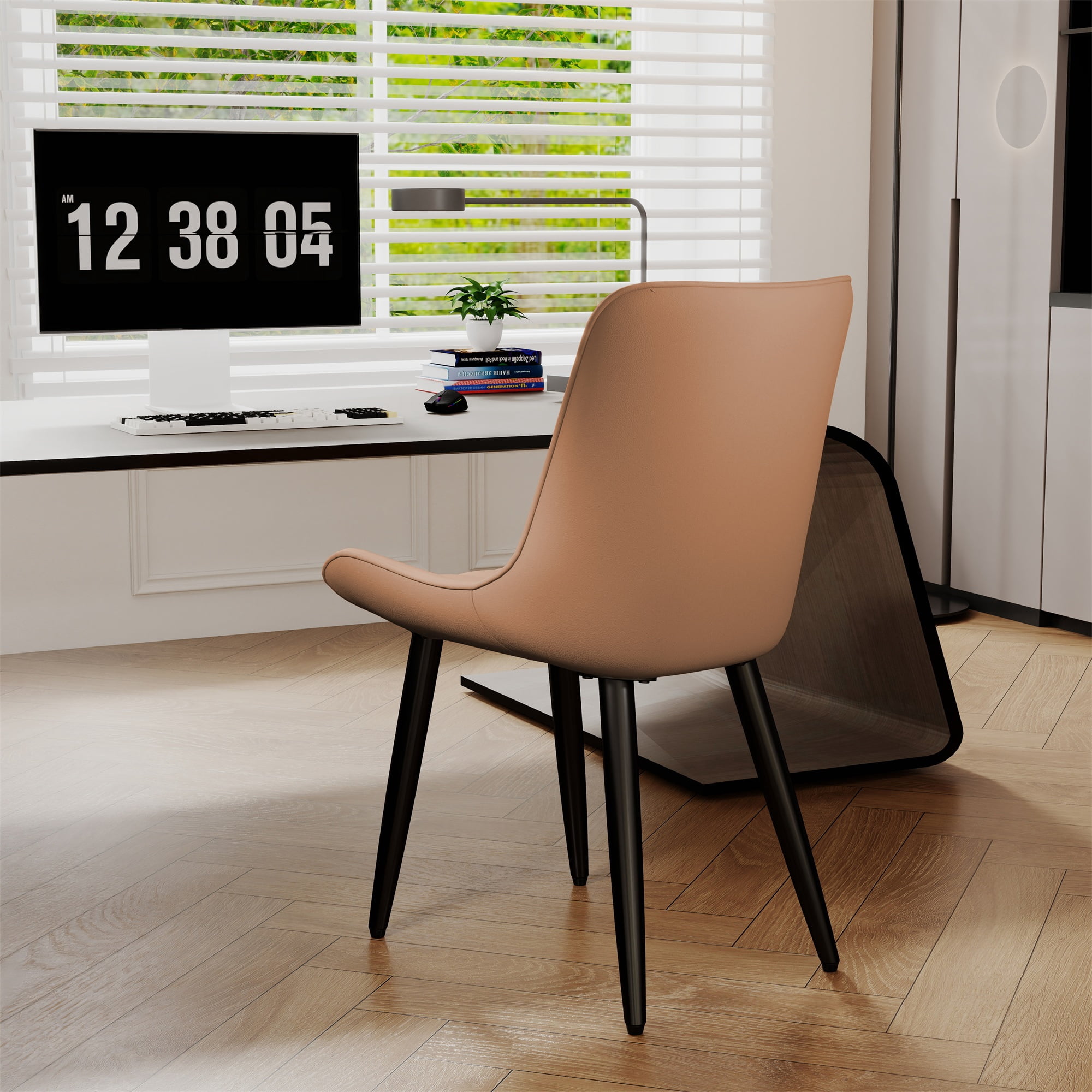 Alvantor Dining Chairs Set of 4 Upholstered Side Chairs with Padded Seats & Metal Legs for Kitchen Living Room Brown