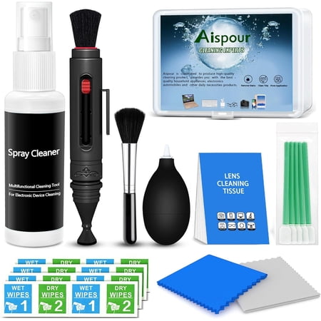 Aispour Camera Lens Cleaning Kit, 10 In 1 Camera Cleaning Kit, Camera Lens Cleaner And Camera Accessories, Including Lens Cleaning Kit/Lens Cleaner/Lens Cleaning Pen/Soft Brush