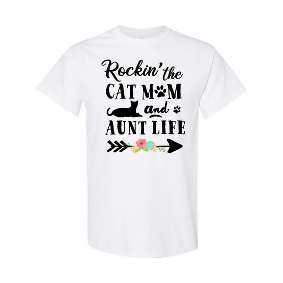 Inktastic Rockin' the Cat Mom and Aunt Life T-Shirt