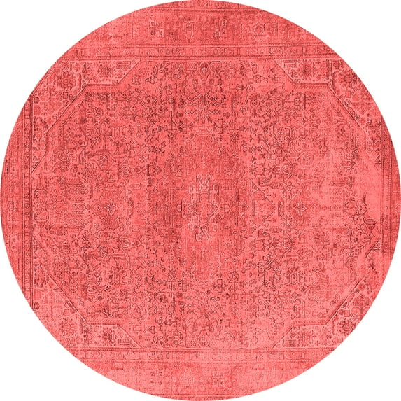 Ahgly Company Indoor Round Oriental Red Industrial Area Rugs, 7' Round