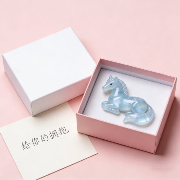 2026 Pocket Hug Mini Horse Ornament, Valentine's Day Talisman, Moonstone-Like Crystal Animal Figurine for Sweet Bonds, 8 Color Options