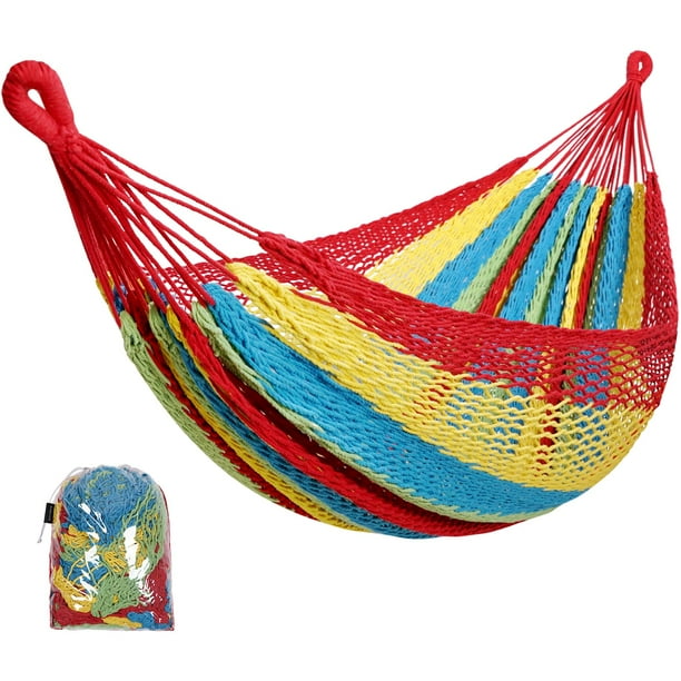 Hamaca Familiar Tejida a Mano Estilo Maya HappyPicnic con Bolsa Portátil